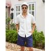 imageCOOFANDY Mens Linen Shorts Casual Elastic Waist Drawstring Summer Beach ShortsNavy Blue Fish Bone