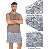 imageCOOFANDY Mens Linen Shorts Casual Elastic Waist Drawstring Summer Beach ShortsNavy Leaf