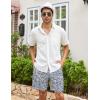 imageCOOFANDY Mens Linen Shorts Casual Elastic Waist Drawstring Summer Beach ShortsNavy Leaf