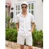 imageCOOFANDY Mens Linen Shorts Casual Elastic Waist Drawstring Summer Beach ShortsWhite Fish Bone