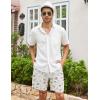 imageCOOFANDY Mens Linen Shorts Casual Elastic Waist Drawstring Summer Beach ShortsWhite Palm