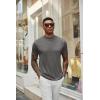 imageCOOFANDY Mens Mock Neck T Shirt Short Sleeve Slim Fit Basic Casual TShirts Solid Color Pullover TeeAdark Grey
