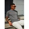 imageCOOFANDY Mens Mock Neck T Shirt Short Sleeve Slim Fit Basic Casual TShirts Solid Color Pullover TeeAdark Grey