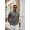 imageCOOFANDY Mens Mock Neck T Shirt Short Sleeve Slim Fit Basic Casual TShirts Solid Color Pullover TeeAdark Grey