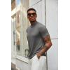 imageCOOFANDY Mens Mock Neck T Shirt Short Sleeve Slim Fit Basic Casual TShirts Solid Color Pullover TeeAdark Grey