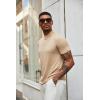 imageCOOFANDY Mens Mock Neck T Shirt Short Sleeve Slim Fit Basic Casual TShirts Solid Color Pullover TeeAkhaki