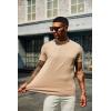 imageCOOFANDY Mens Mock Neck T Shirt Short Sleeve Slim Fit Basic Casual TShirts Solid Color Pullover TeeAkhaki