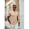 imageCOOFANDY Mens Mock Neck T Shirt Short Sleeve Slim Fit Basic Casual TShirts Solid Color Pullover TeeAkhaki
