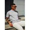 imageCOOFANDY Mens Mock Neck T Shirt Short Sleeve Slim Fit Basic Casual TShirts Solid Color Pullover TeeAlight Grey