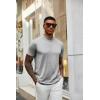 imageCOOFANDY Mens Mock Neck T Shirt Short Sleeve Slim Fit Basic Casual TShirts Solid Color Pullover TeeAlight Grey