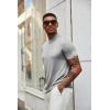imageCOOFANDY Mens Mock Neck T Shirt Short Sleeve Slim Fit Basic Casual TShirts Solid Color Pullover TeeAlight Grey