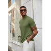 imageCOOFANDY Mens Mock Neck T Shirt Short Sleeve Slim Fit Basic Casual TShirts Solid Color Pullover TeeArmy Green