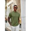 imageCOOFANDY Mens Mock Neck T Shirt Short Sleeve Slim Fit Basic Casual TShirts Solid Color Pullover TeeArmy Green