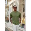imageCOOFANDY Mens Mock Neck T Shirt Short Sleeve Slim Fit Basic Casual TShirts Solid Color Pullover TeeArmy Green