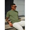 imageCOOFANDY Mens Mock Neck T Shirt Short Sleeve Slim Fit Basic Casual TShirts Solid Color Pullover TeeArmy Green