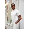 imageCOOFANDY Mens Mock Neck T Shirt Short Sleeve Slim Fit Basic Casual TShirts Solid Color Pullover TeeAwhite
