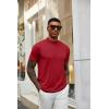 imageCOOFANDY Mens Mock Neck T Shirt Short Sleeve Slim Fit Basic Casual TShirts Solid Color Pullover TeeAwine Red