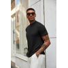 imageCOOFANDY Mens Mock Neck T Shirt Short Sleeve Slim Fit Basic Casual TShirts Solid Color Pullover TeeBblackWhite