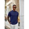 imageCOOFANDY Mens Mock Neck T Shirt Short Sleeve Slim Fit Basic Casual TShirts Solid Color Pullover TeeBwhiteNavy Blue