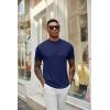 imageCOOFANDY Mens Mock Neck T Shirt Short Sleeve Slim Fit Basic Casual TShirts Solid Color Pullover TeeBwhiteNavy Blue