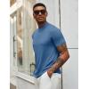 imageCOOFANDY Mens Mock Neck T Shirt Short Sleeve Slim Fit Basic Casual TShirts Solid Color Pullover TeeDenim Blue