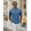 imageCOOFANDY Mens Mock Neck T Shirt Short Sleeve Slim Fit Basic Casual TShirts Solid Color Pullover TeeDenim Blue