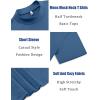 imageCOOFANDY Mens Mock Neck T Shirt Short Sleeve Slim Fit Basic Casual TShirts Solid Color Pullover TeeDenim Blue