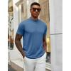 imageCOOFANDY Mens Mock Neck T Shirt Short Sleeve Slim Fit Basic Casual TShirts Solid Color Pullover TeeDenim Blue