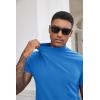 imageCOOFANDY Mens Mock Turtleneck Shirts Casual Premium Cotton Short Sleeve Shirt 2025 Basic Half Neck TShirtsBlue