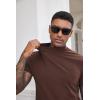 imageCOOFANDY Mens Mock Turtleneck Shirts Casual Premium Cotton Short Sleeve Shirt 2025 Basic Half Neck TShirtsBrown
