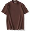 imageCOOFANDY Mens Mock Turtleneck Shirts Casual Premium Cotton Short Sleeve Shirt 2025 Basic Half Neck TShirtsBrown