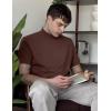 imageCOOFANDY Mens Mock Turtleneck Shirts Casual Premium Cotton Short Sleeve Shirt 2025 Basic Half Neck TShirtsBrown