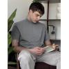 imageCOOFANDY Mens Mock Turtleneck Shirts Casual Premium Cotton Short Sleeve Shirt 2025 Basic Half Neck TShirtsGray