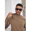 imageCOOFANDY Mens Mock Turtleneck Shirts Casual Premium Cotton Short Sleeve Shirt 2025 Basic Half Neck TShirtsKhaki