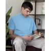 imageCOOFANDY Mens Mock Turtleneck Shirts Casual Premium Cotton Short Sleeve Shirt 2025 Basic Half Neck TShirtsLight Blue