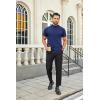 imageCOOFANDY Mens Mock Turtleneck Shirts Casual Premium Cotton Short Sleeve Shirt 2025 Basic Half Neck TShirtsNavy Blue