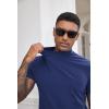 imageCOOFANDY Mens Mock Turtleneck Shirts Casual Premium Cotton Short Sleeve Shirt 2025 Basic Half Neck TShirtsNavy Blue