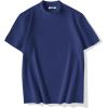 imageCOOFANDY Mens Mock Turtleneck Shirts Casual Premium Cotton Short Sleeve Shirt 2025 Basic Half Neck TShirtsNavy Blue