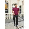 imageCOOFANDY Mens Mock Turtleneck Shirts Casual Premium Cotton Short Sleeve Shirt 2025 Basic Half Neck TShirtsRed