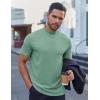 imageCOOFANDY Mens Mock Turtleneck Shirts Short Sleeve Casual Basic TShirts Ribbed Solid Pullover TopsGray Green