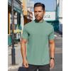 imageCOOFANDY Mens Mock Turtleneck Shirts Short Sleeve Casual Basic TShirts Ribbed Solid Pullover TopsGray Green