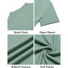 imageCOOFANDY Mens Mock Turtleneck Shirts Short Sleeve Casual Basic TShirts Ribbed Solid Pullover TopsGray Green