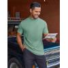 imageCOOFANDY Mens Mock Turtleneck Shirts Short Sleeve Casual Basic TShirts Ribbed Solid Pullover TopsGray Green