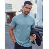 imageCOOFANDY Mens Mock Turtleneck Shirts Short Sleeve Casual Basic TShirts Ribbed Solid Pullover TopsGreenish Blue