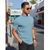 imageCOOFANDY Mens Mock Turtleneck Shirts Short Sleeve Casual Basic TShirts Ribbed Solid Pullover TopsGreenish Blue