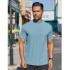 imageCOOFANDY Mens Mock Turtleneck Shirts Short Sleeve Casual Basic TShirts Ribbed Solid Pullover TopsGreenish Blue