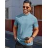 imageCOOFANDY Mens Mock Turtleneck Shirts Short Sleeve Casual Basic TShirts Ribbed Solid Pullover TopsGreenish Blue
