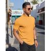imageCOOFANDY Mens Mock Turtleneck Shirts Short Sleeve Casual Basic TShirts Ribbed Solid Pullover TopsYellow