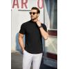 imageCOOFANDY Mens Mock Turtleneck Sweater Short Sleeve Turtle Neck Sweaters Casual Ribbed Knitted Pullover Tops Solid Basic TeeAblack