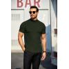 imageCOOFANDY Mens Mock Turtleneck Sweater Short Sleeve Turtle Neck Sweaters Casual Ribbed Knitted Pullover Tops Solid Basic TeeArmy Green
